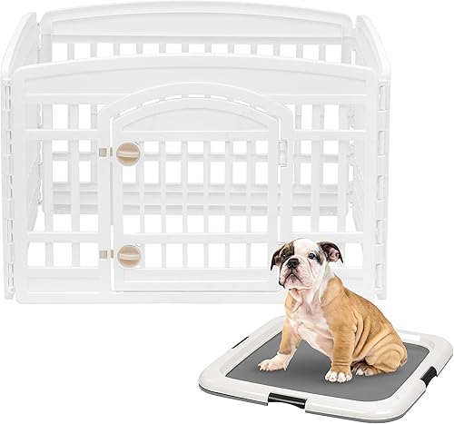 IRIS USA Corral de juegos de paneles de 24 pulgadas para perro, Blanco