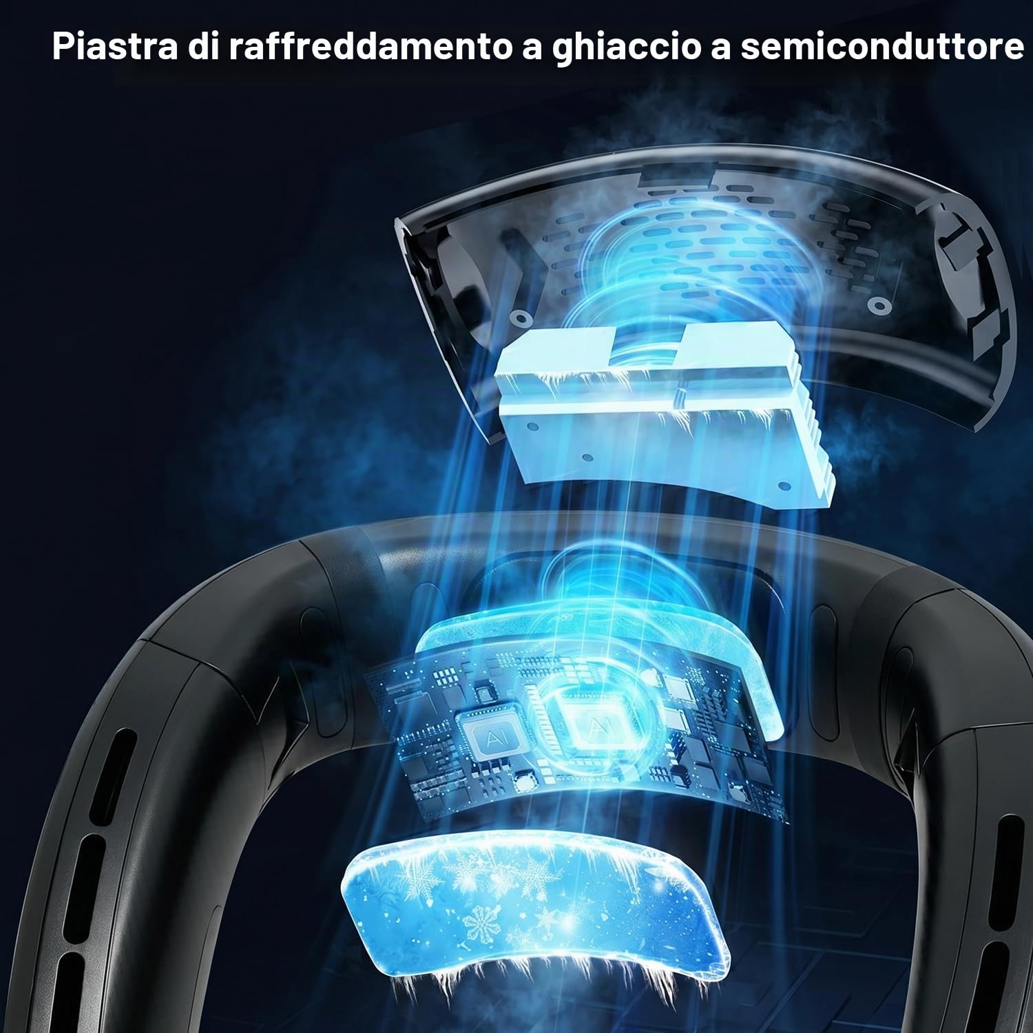 Ventilatore da Collo Portatile con Piastra Refrigerante, Piccolo Ventilatore Collo Silenzioso Pieghevole Condizionatore Indossabile,4000mAh Ricaricabile Regalo per Esterno Viaggio Ufficio Donna Uomo