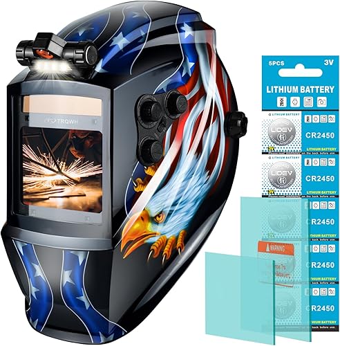 Casco de soldadura con oscurecimiento automático, visión grande, color verdadero, capó de soldadura con 4 sensores de arco ajustable amplio rango de