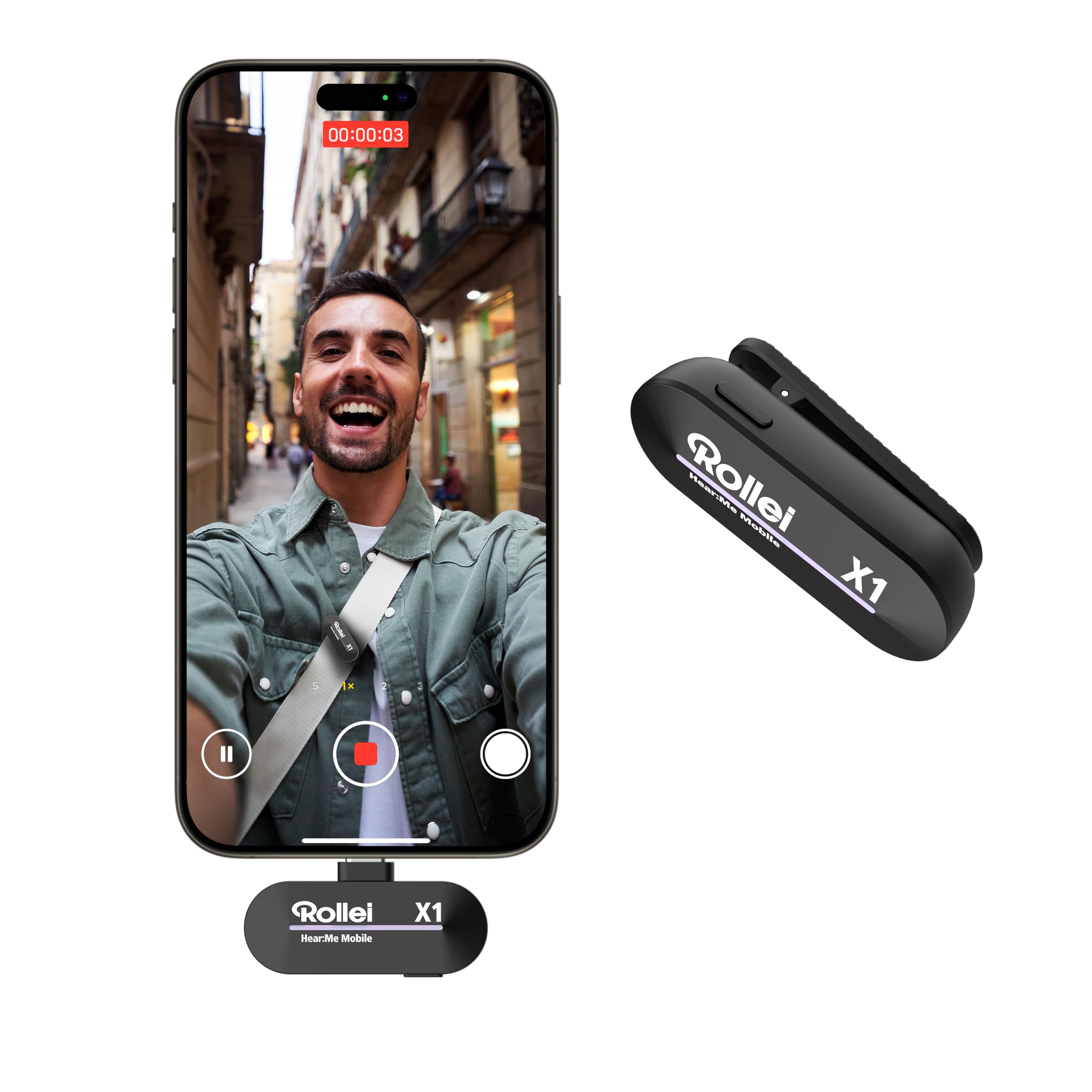 Rollei Microfono Lavalier Wireless, Hear:Me Mobile X1 Microfoni Senza Fili Smartphone USB C per iPhone 15/16/Android Dispositivi Tipo C in Streaming TikTok YouTube Registrazione Video Vlog