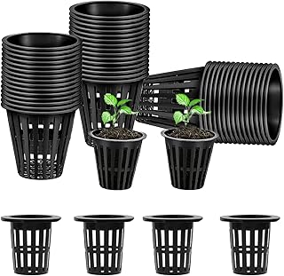 60 Stück Hydroponik Net Pot 5cm Kunststoff Hydroponics Netztöpfe Pflanztöpfe für Hydrokultur für Kräuter Sukkulenten Orchideen Schwarz
