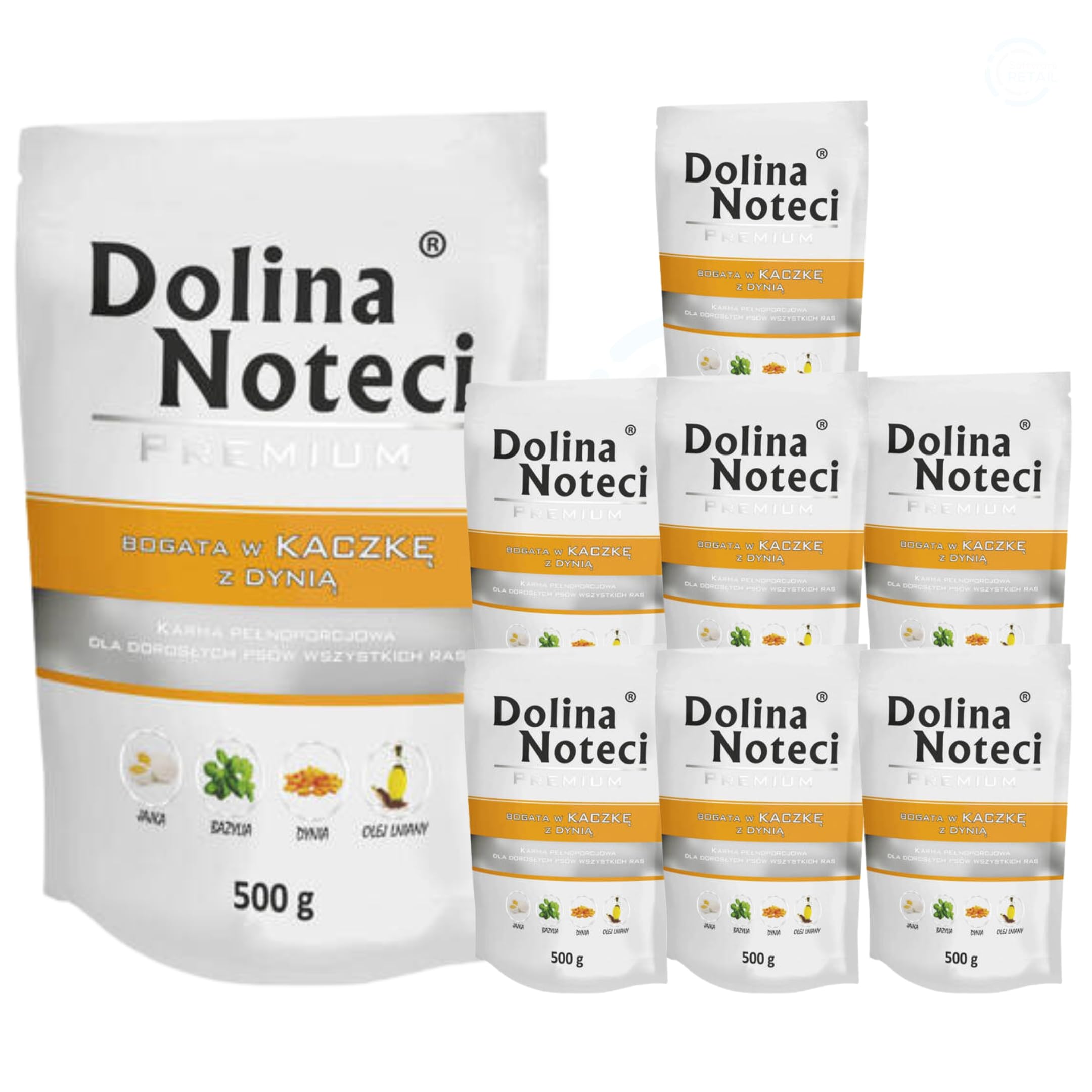 Dolina Noteci Premium Wet Dog Food, Duck with Pumpkin, Gluten-Free (8x500g)