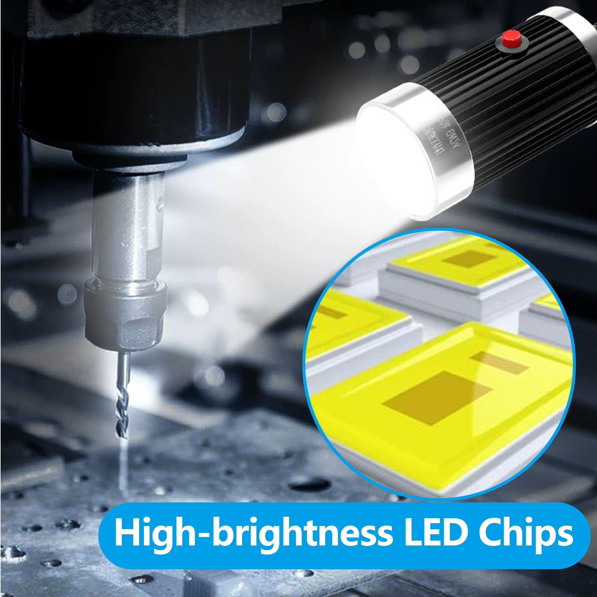 Lampada da Lavoro Industriale a LED, Lampada da Macchina con Collo D'oca Orientabile a 360°, for Trapano a Colonna, Tornio, Officina(24-36V,800mm/31.5in)