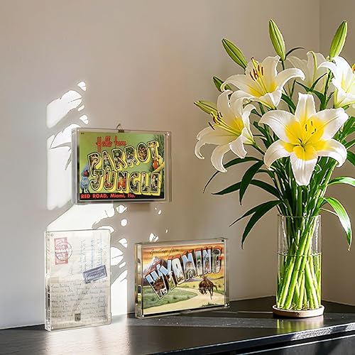 Miniatura 9 de AITEE Portarretratos acrílicos de 4 x 6 pulgadas, paquete de 3 bloque 20% más grueso, marcos de fotos transparentes independientes de doble cara