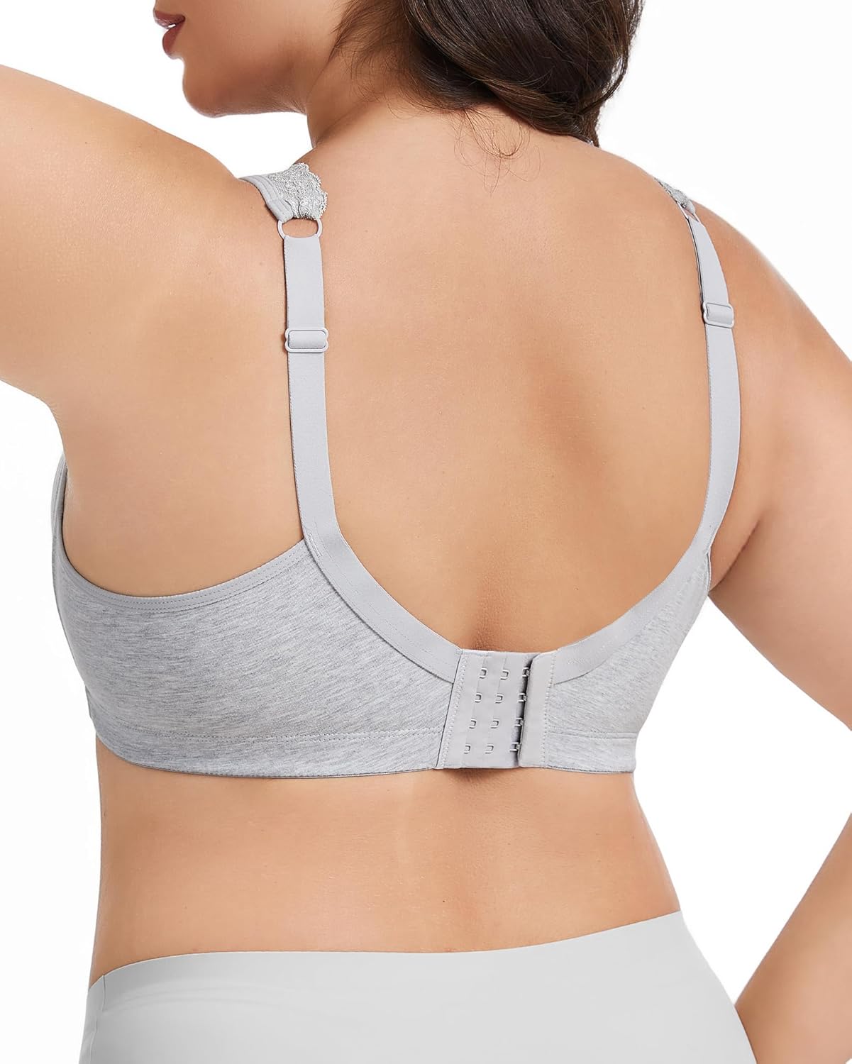 Women's Cotton Bra Soft Comfort Full Coverage Lace Floral Wireless Everyday Bras Plus Size - Image 3