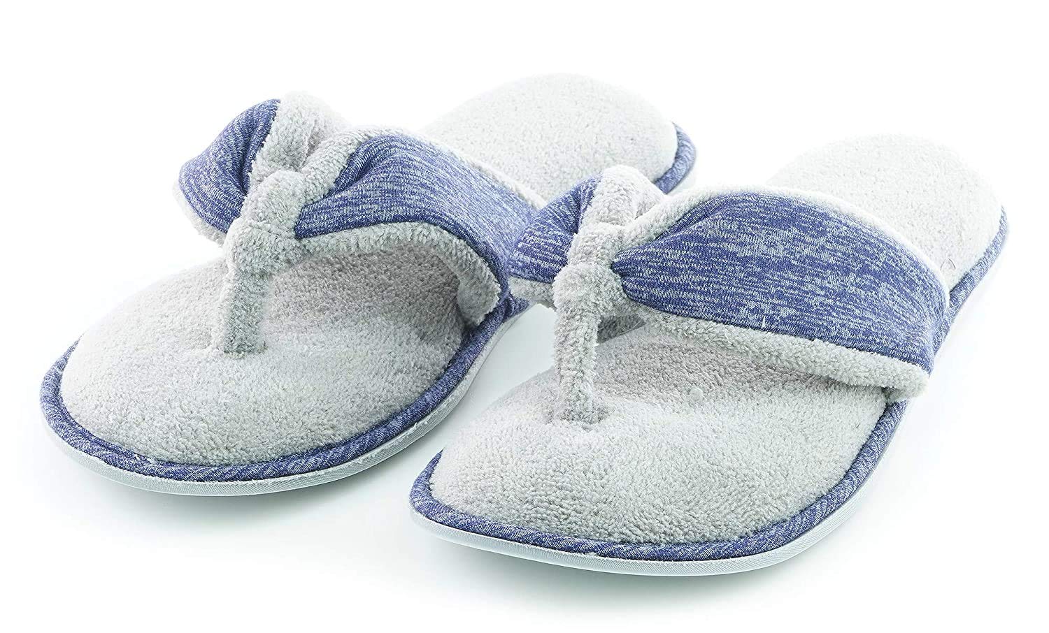 EUROPEAN SOFTEST Women's Flip Flop with Cozy Terry Lining, 80-D High-Density Memory Foam Slipper Summer House Shoes with Non Skid Indoor Outdoor Sole