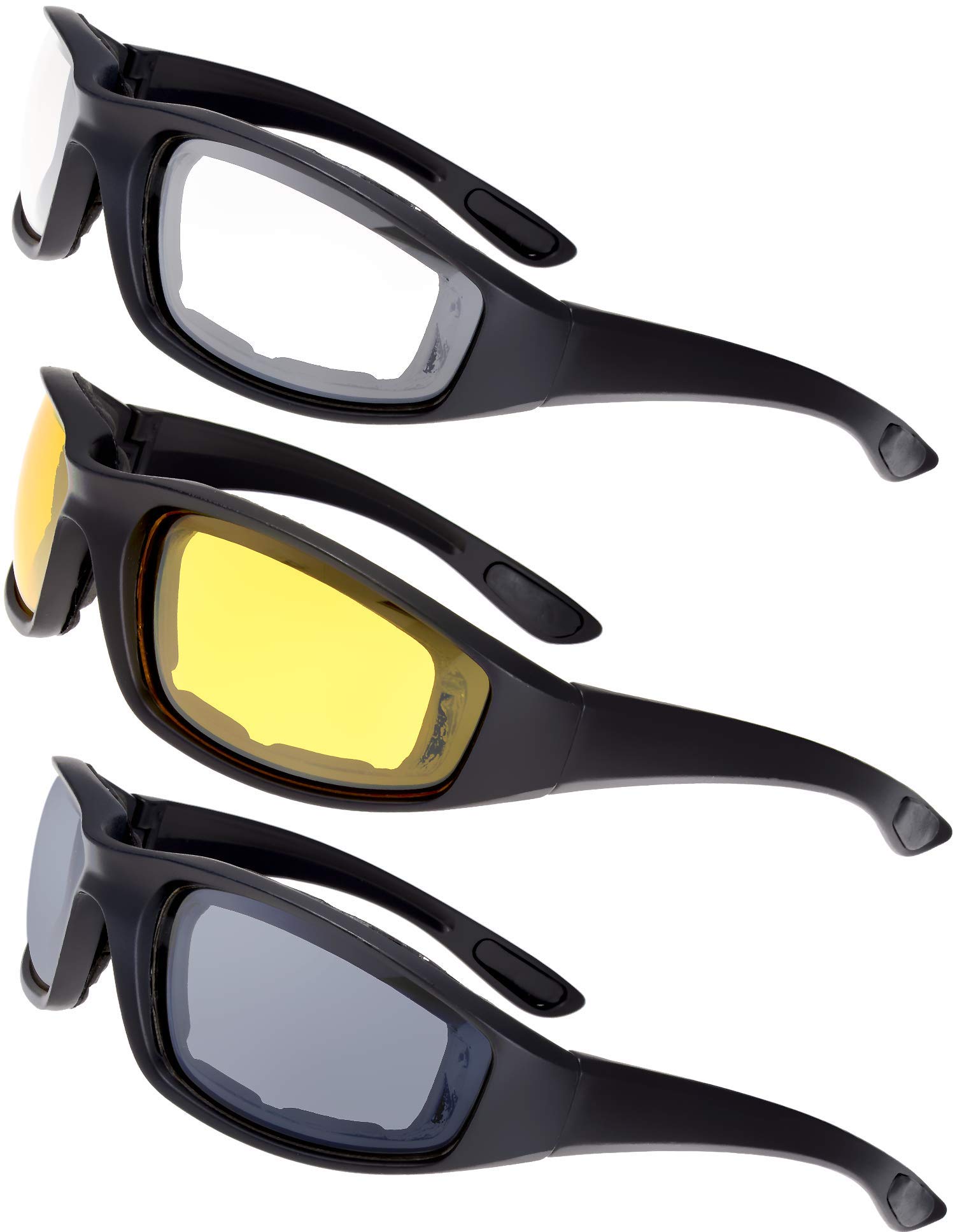 Motorcycle Riding Glasses Padded Frame Lens Block 100% UVB/UVB for Outdoor Activity Sport