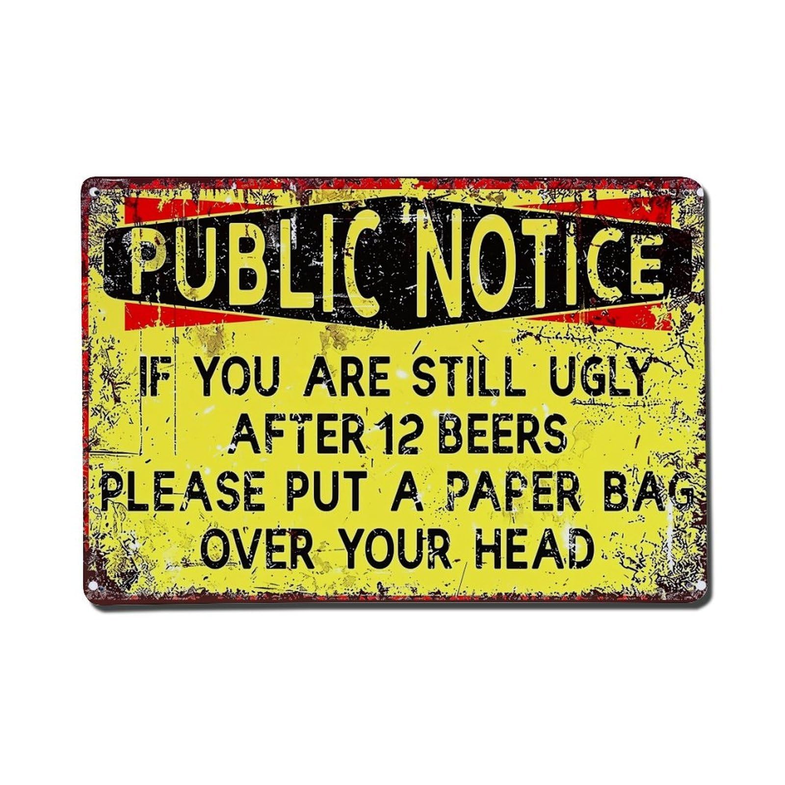 Jdfenggu Vintage Public Notice Funny Beer Sign Retro Metal Tin Sign, Metal Poster For Bar, Home, Man Cave, Kitchen, Laundry Room Art Decor 8X12 Inch