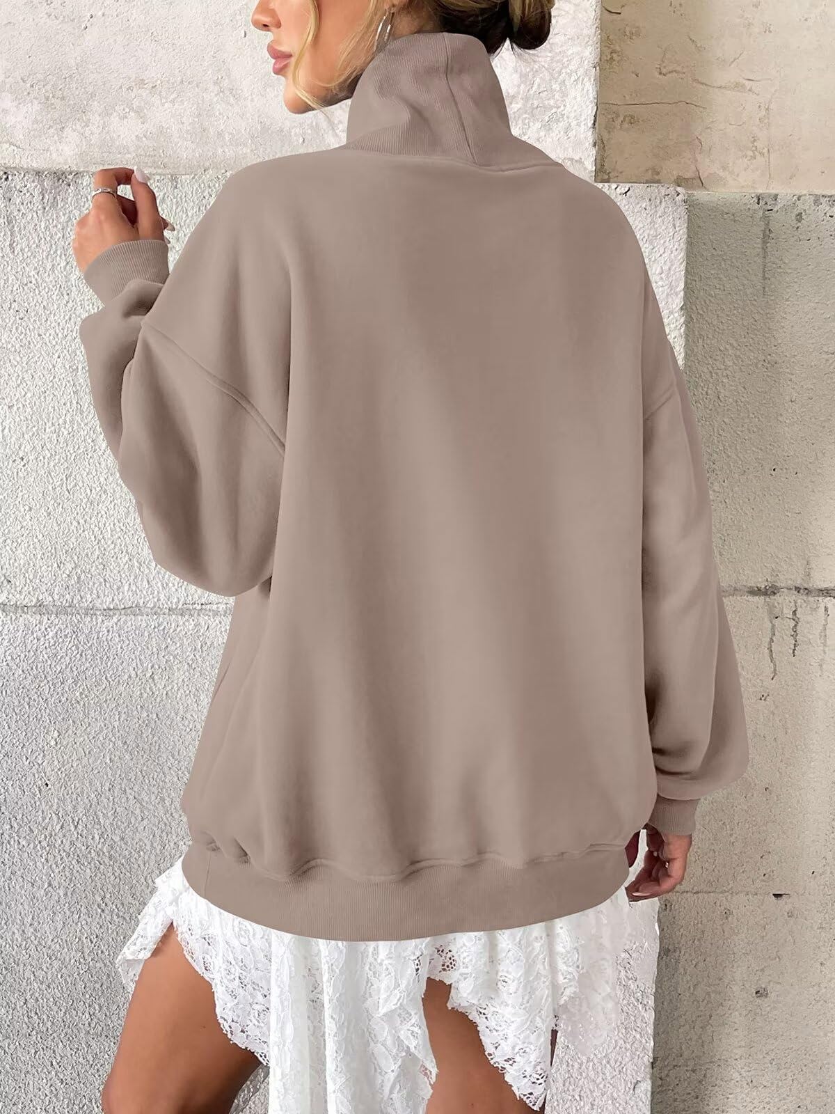 Tomwell Damen Fleece Sweatshirts mit Taschen Oversized Rollkragenpullover