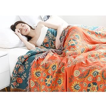Amazon｜SCTX シングル 夏用 オレンジ 洗える 夏毛布