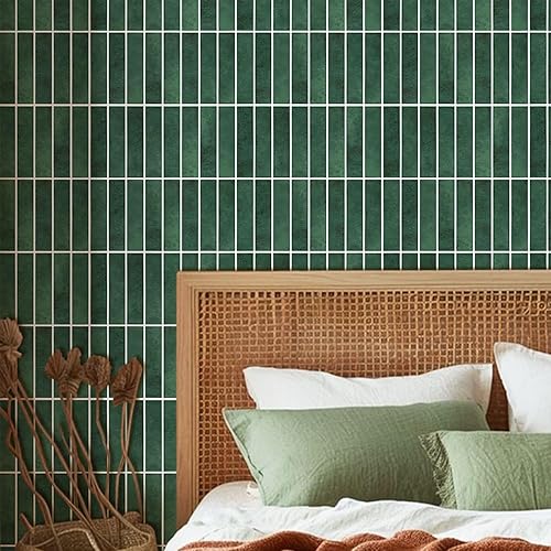 Miniatura 35 de Commomy Azulejos 3D de color verde mate para despegar y pegar, 10 piezas de PVC fino de 11.8 x 11.8 pulgadas para cocina, baño, inquilinos, Verde