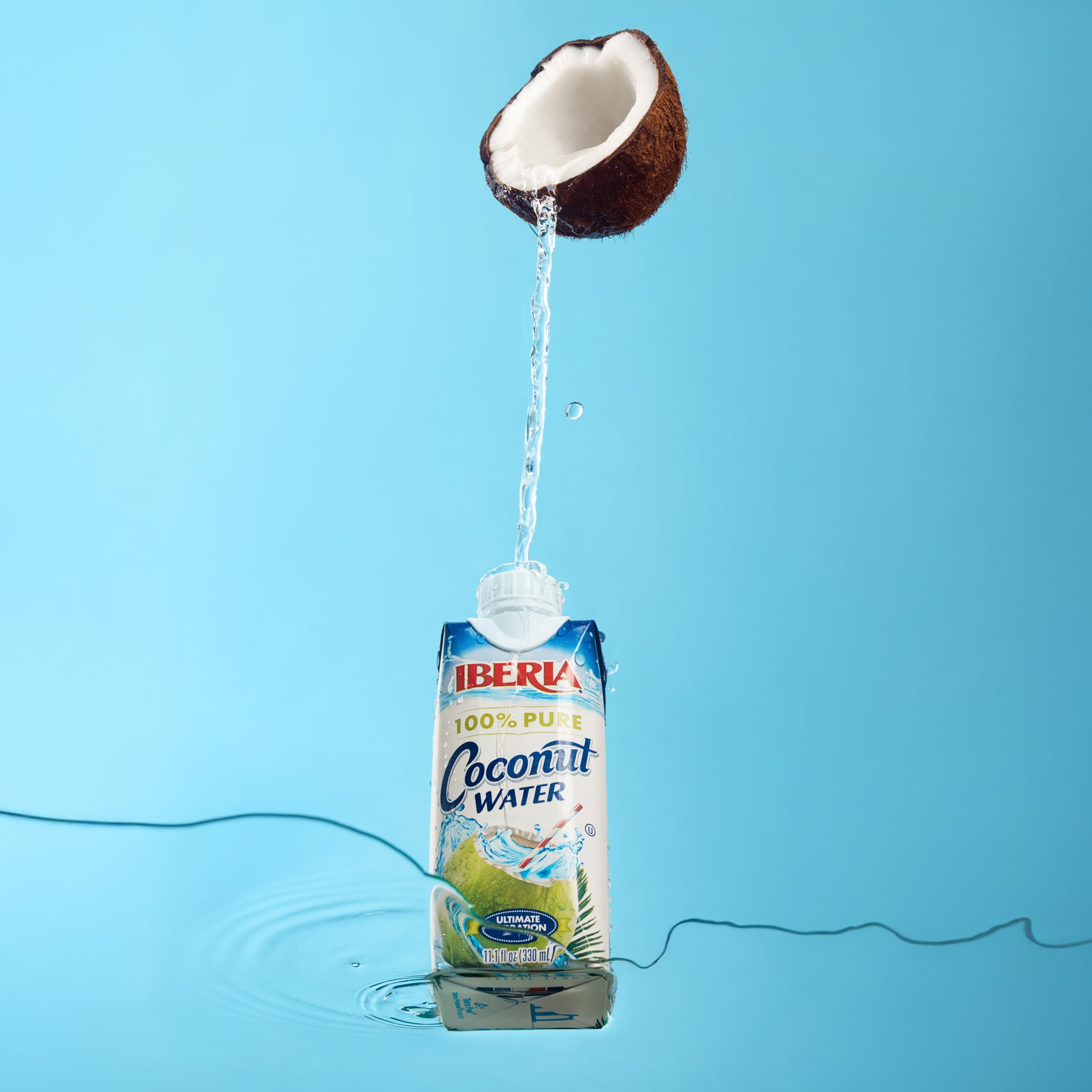 Iberia All Natural Coconut Water 11.1 fl oz (330ml) | 100% Pure Coconut Water | No Added Sugar or Preservatives | Refreshing Hydration Drink | Pack of 24