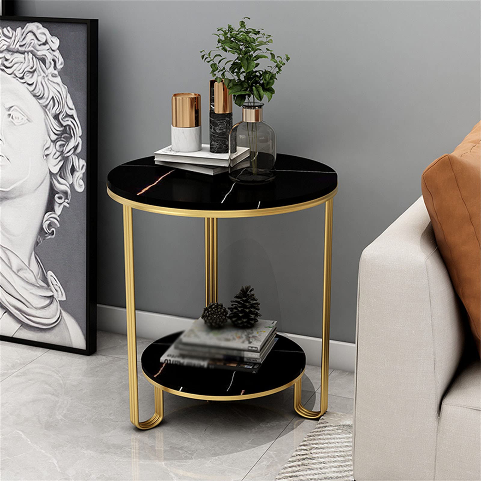 25023 大理石サイドテーブル　2段　幅50cm 25023 大理石サイドテーブル 2段 幅50cm