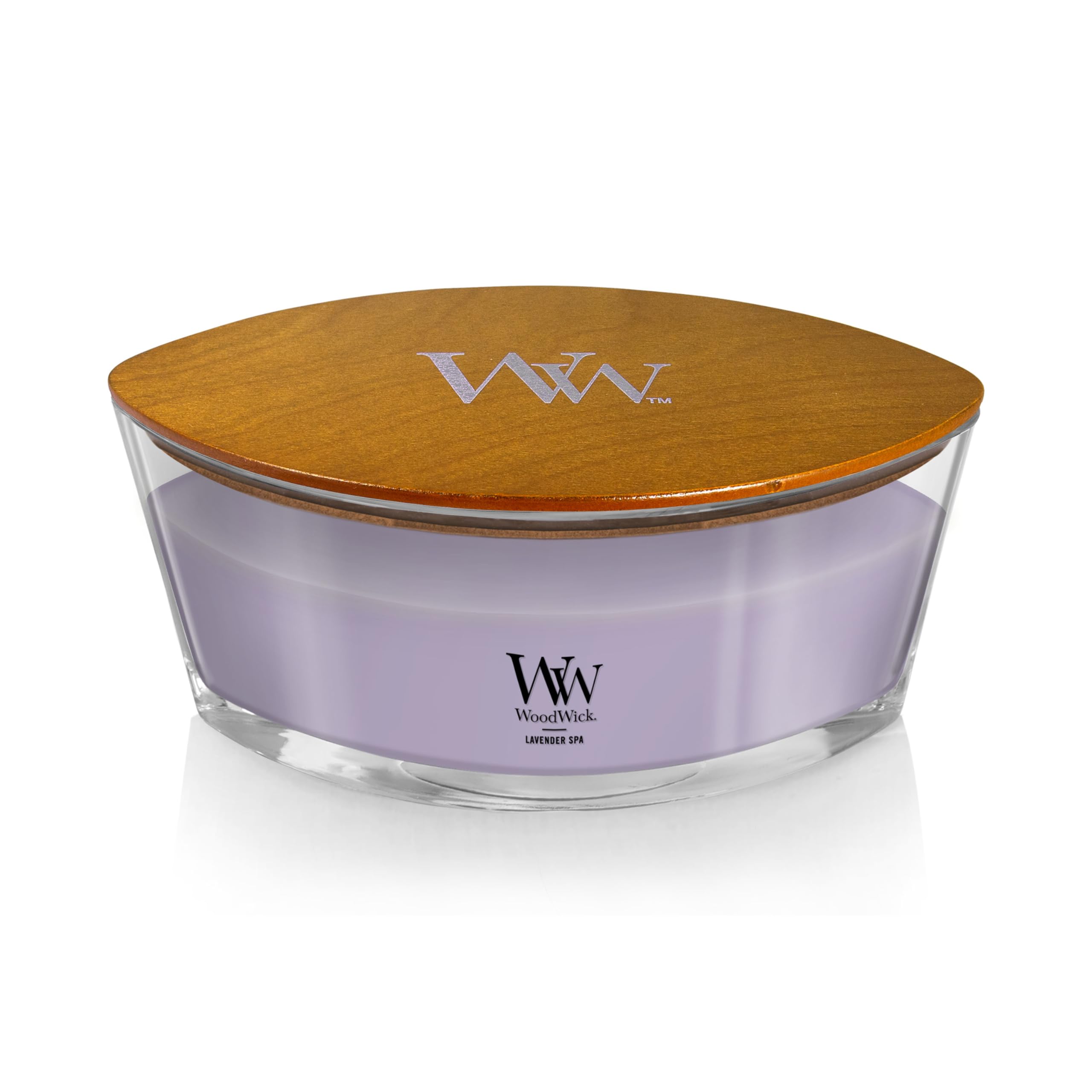 WoodWick Candela profumata Ellispe con stoppino crepitante | Lavender Spa | Durata della fragranza: fino a 50 ore