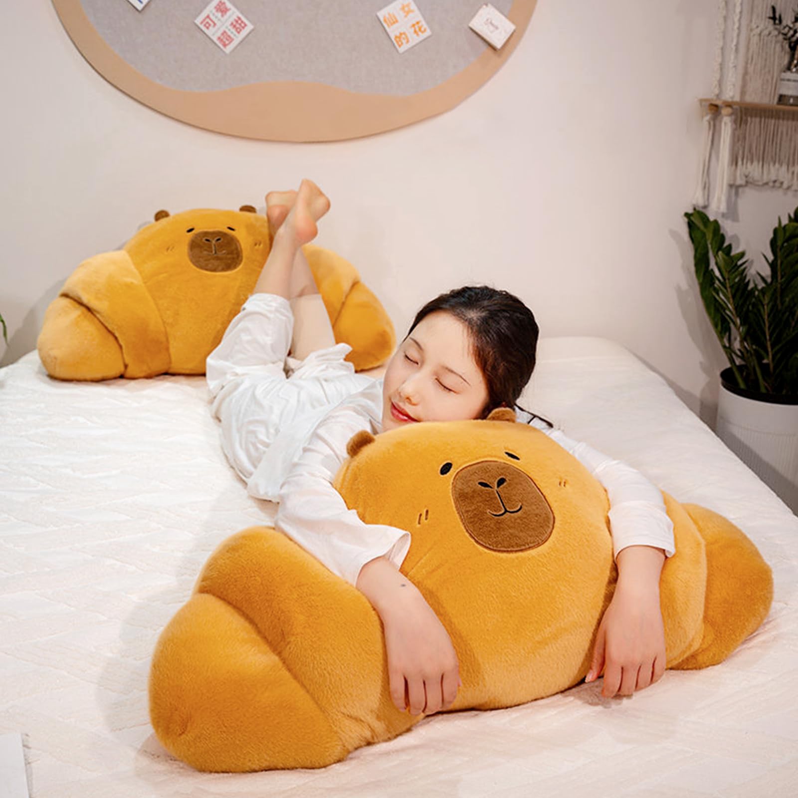 shownicer Peluche a forma di croissant Capybara, peluche Kawaii Croissant, regalo per adulti e bambini, 3 anni (100 cm)