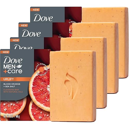 DOVE MEN + CARE Cleansing Bar Soap Sandalwood + Cardamom Oil 4 Bars to Rebuild Skin in the Shower
