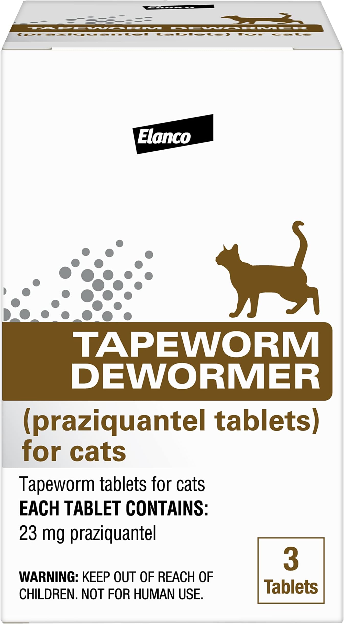 Elanco Tapeworm Dewormer (praziquantel tablets) for Cats and Kittens 6 Weeks and Older, 3-count