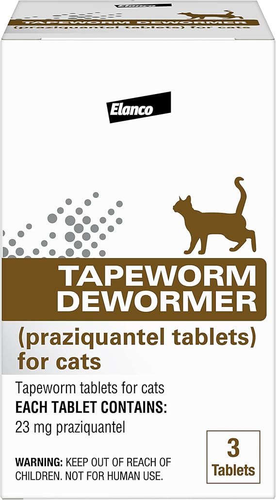 Elanco Tapeworm Dewormer (praziquantel tablets) for Cats and Kittens 6 Weeks and Older, 3-count