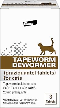 Elanco Tapeworm Dewormer praziquantel tablets for Cats and Kittens 6 Weeks and Older, 3-count