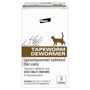 Elanco Tapeworm Dewormer praziquantel tablets for Cats and Kittens 6 Weeks and Older 3-count