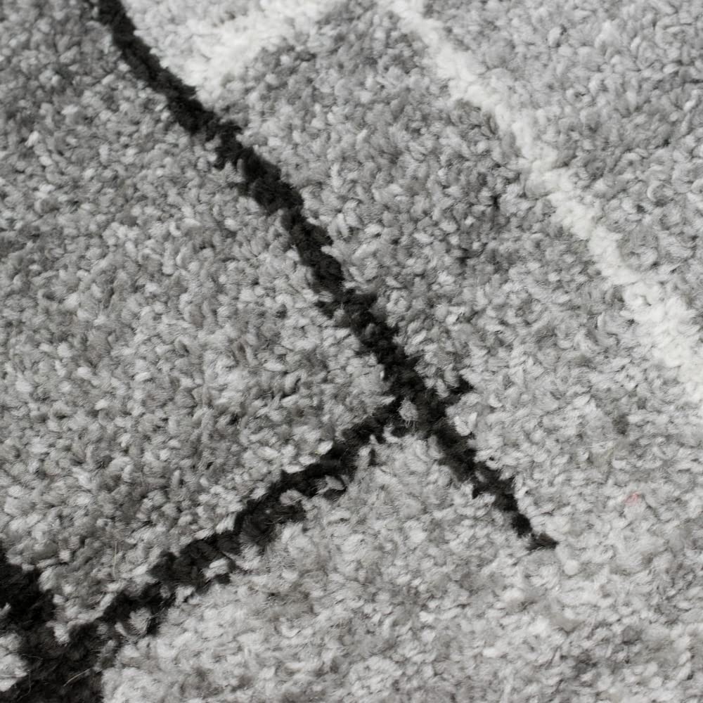 Teppich-Traum Tapis de Salon avec Carré Abstrait | Facile d'entretien | Gris Noir Größe 200x280 cm