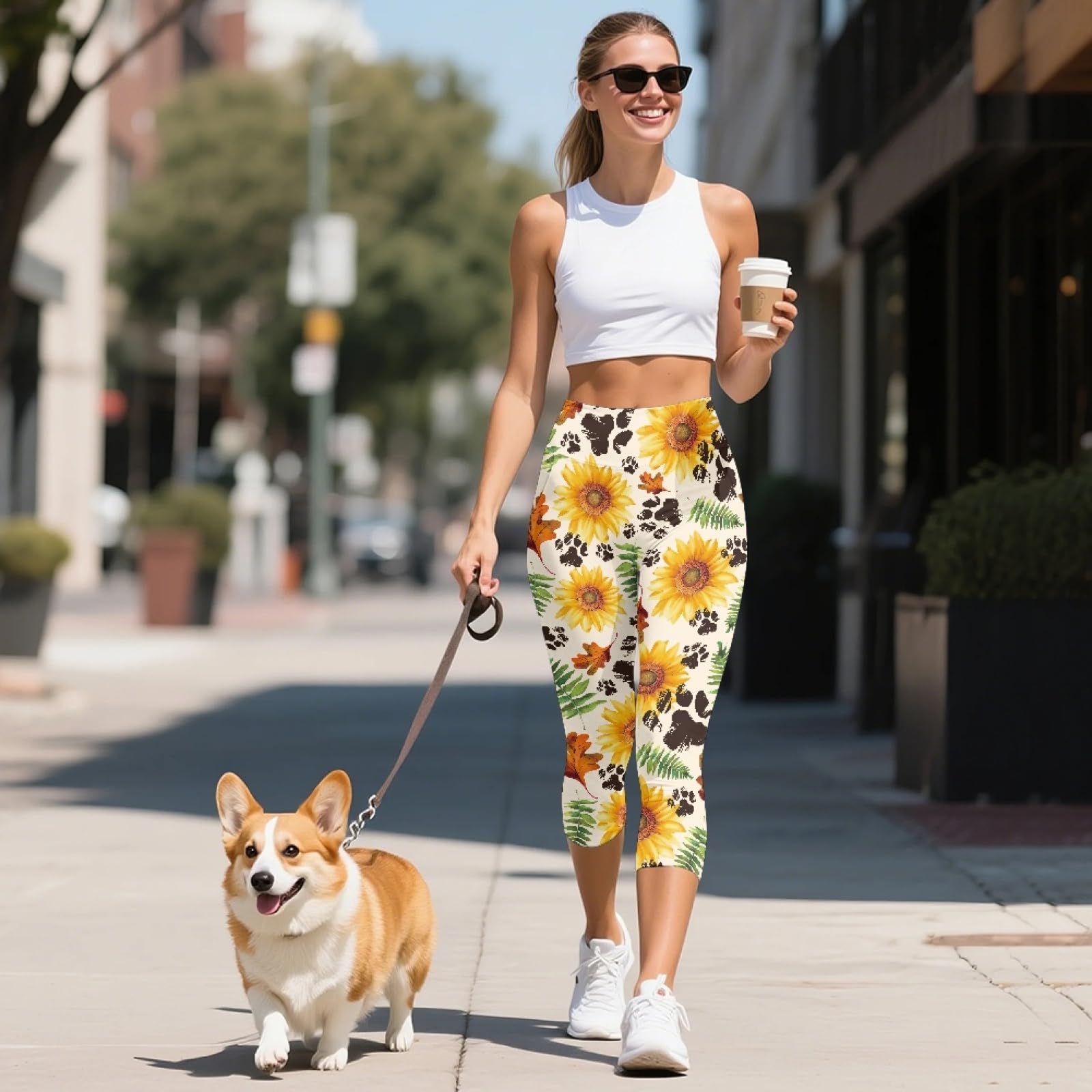 Amzbeauty Leggings capri de cintura alta con control de abdomen para mujer, pantalones de yoga con bolsillo