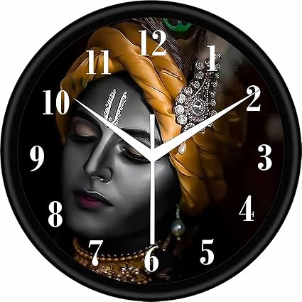 Analog Wall Clock_Krishna Face Golden