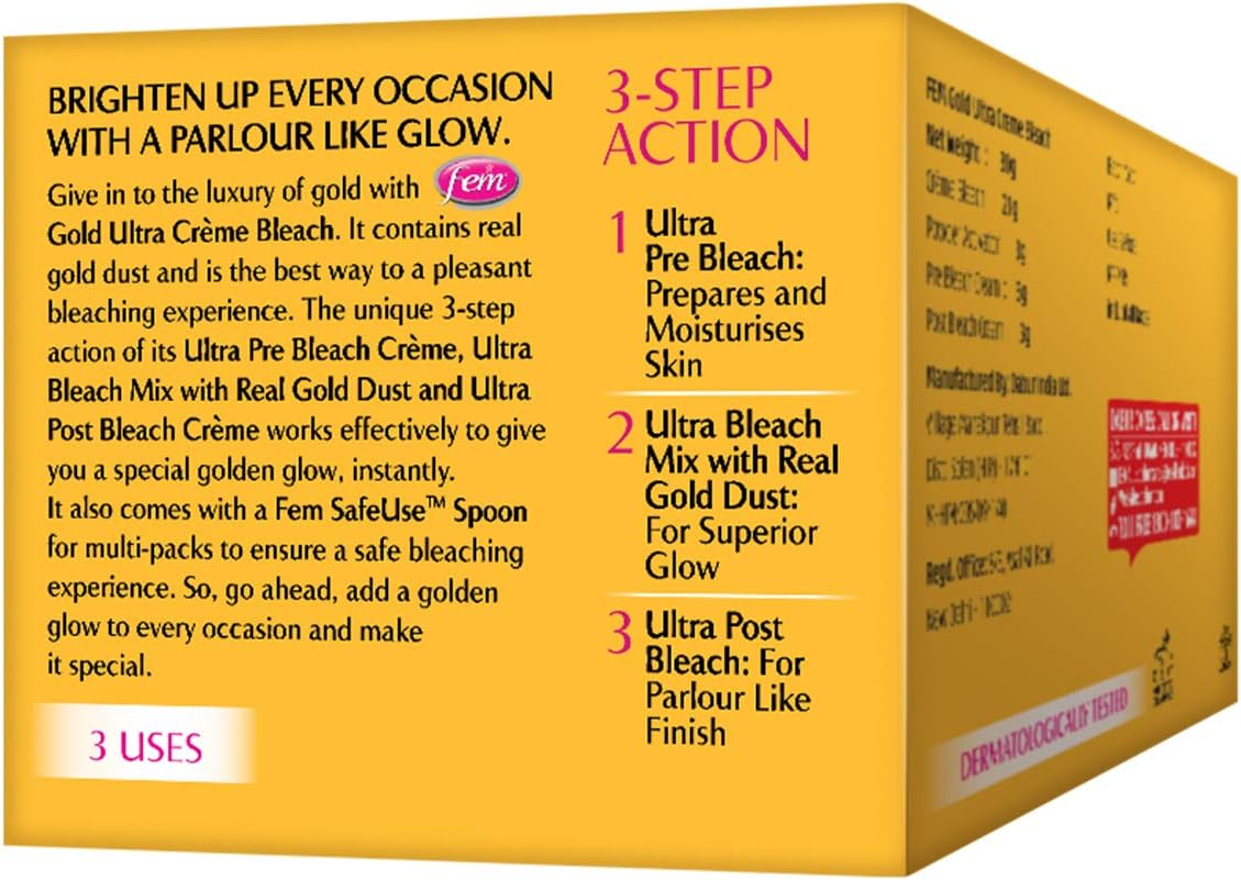 Fem Gold Ultra Cream Bleach 30gm, Petit - Image 4