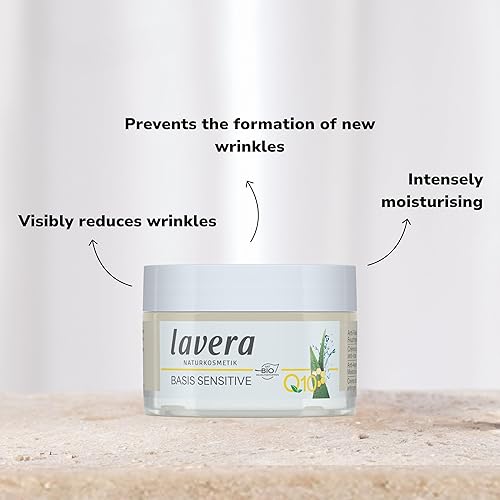 Miniatura 3 de lavera Basis Sensitive Crema hidratante antiarrugas  Crema facial con Q10 y aloe vera  Crema facial hidratante  Crema antienvejecimiento