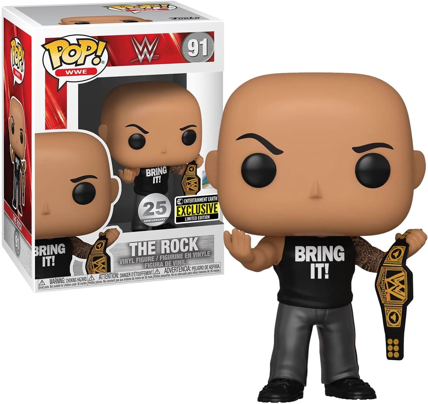 Funko POP! WWE The Rock 3.75" Entertainment Earth Exclusive Vinyl Figure (#91)