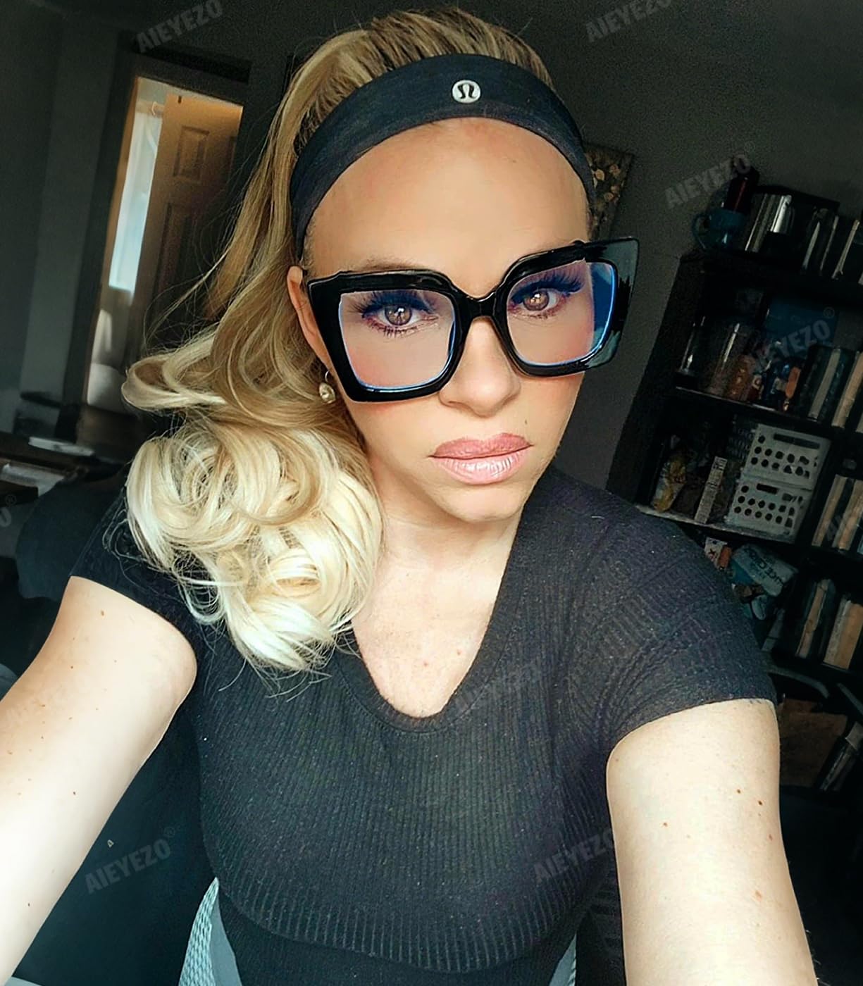 AIEYEZO Oversized Blue Light Glasses for Women, Anti Fatigue Prevent Headache Computer Eyeglasses - Image 2