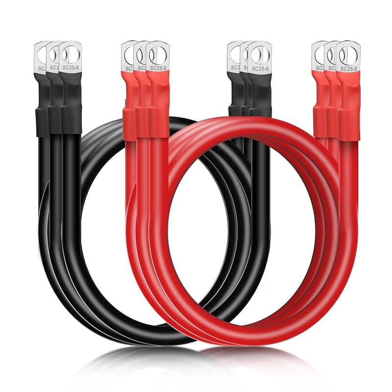 Cabos de Bateria Linkstyle 4 AWG com Terminais 5/16" e 30 cm – Kit com 6 unidades