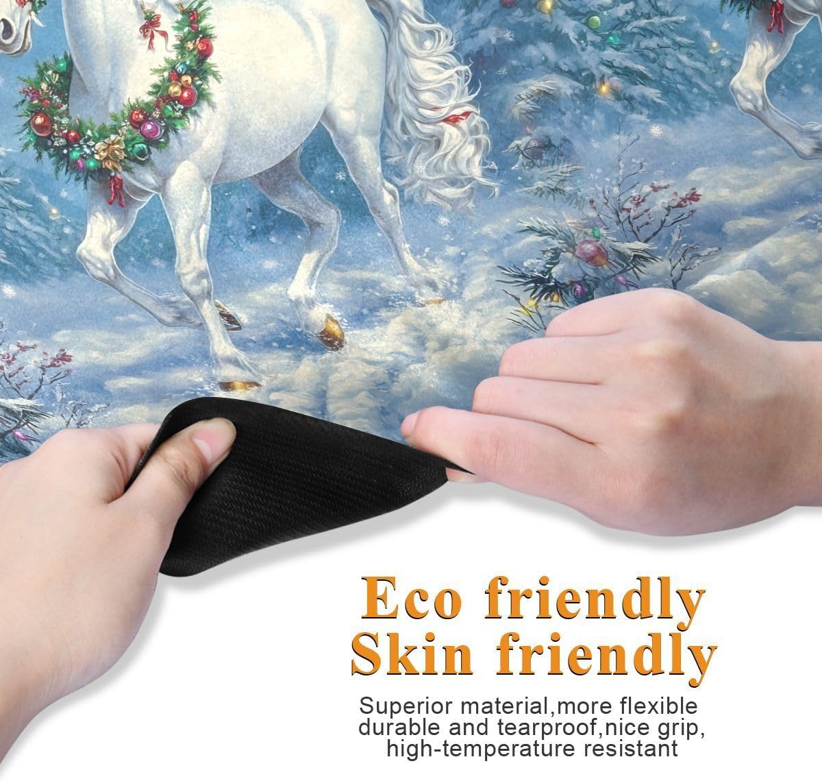 ALAZA Christmas Horse Yoga Mat Non Slip Fitness Exercise Mat, Workout Mat for Yoga, Pilates and Floor Exercises