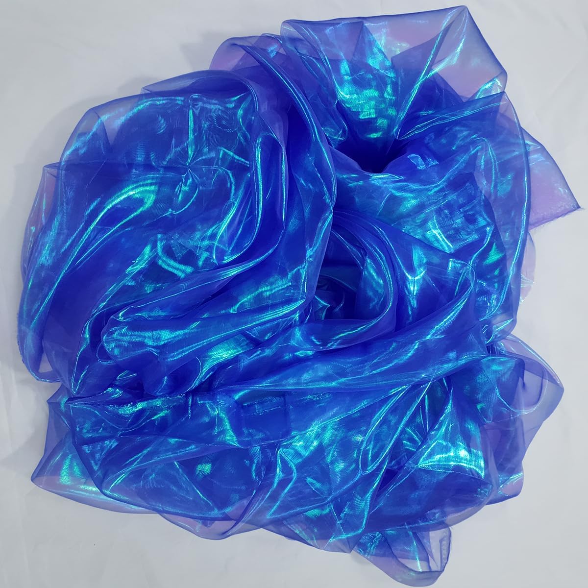 Royal Blue Iridescent Organza Fabric for Wedding & Halloween, 3.3 Yard Long, 59-Inch Wide, Perfect for DIY, Photography Scene Arrangement, and Personalized Clothing Production