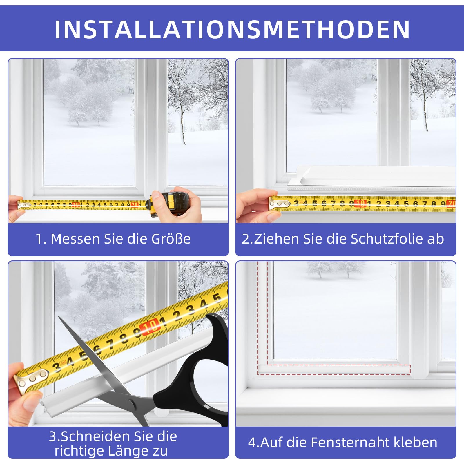Weißes Dichtungsband 800cm - Gegen Zugluft An Türen Und Fenstern
