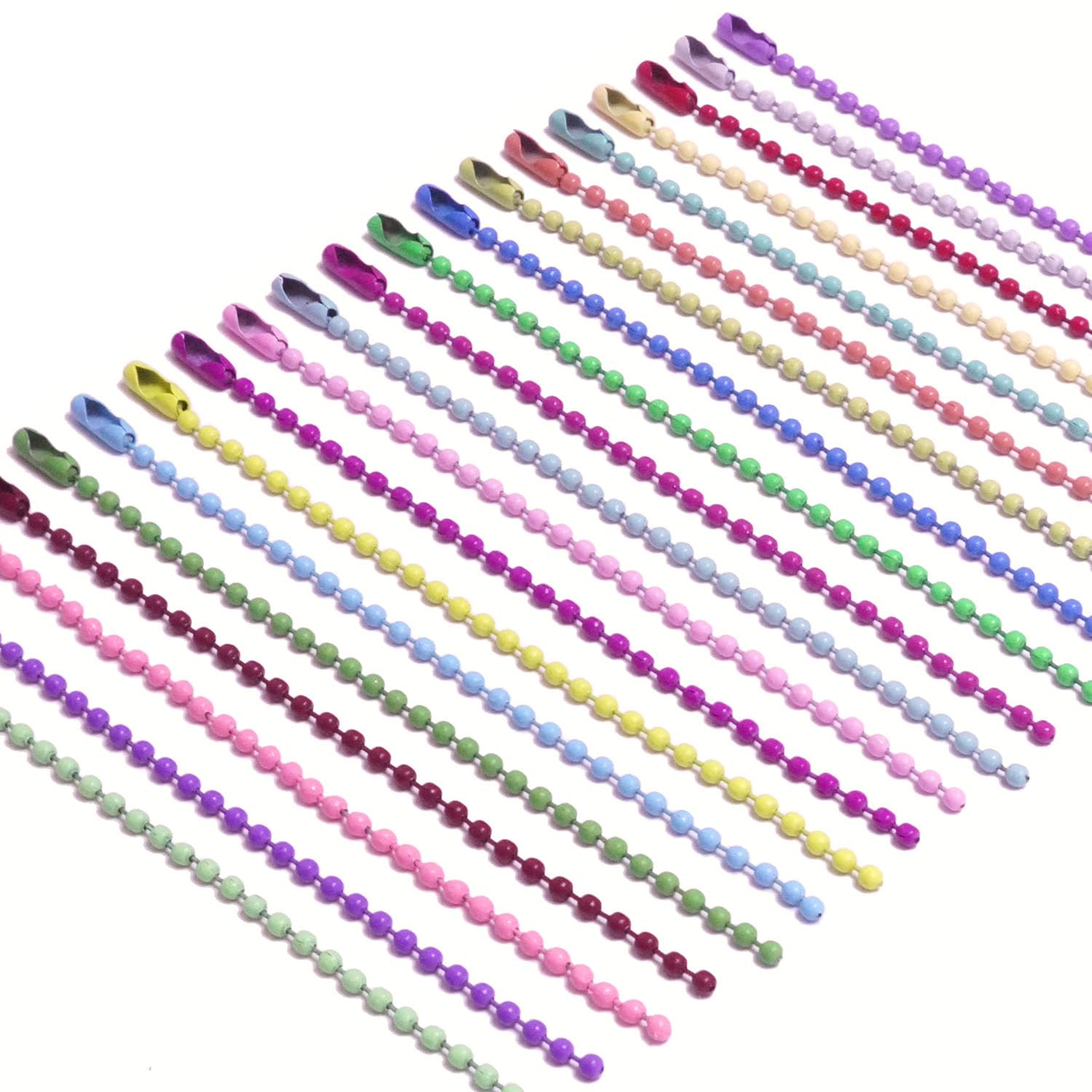 100pcs Ball Beads Chain Bulk 4.7 inch 2.4mm Ball Chain Keychain Dog Tag Necklace Chains Beads Chains for Jewelry Making Steel Ball Bead Chain with Connector for Key Craft DIY (Mixed Color 100pcs)