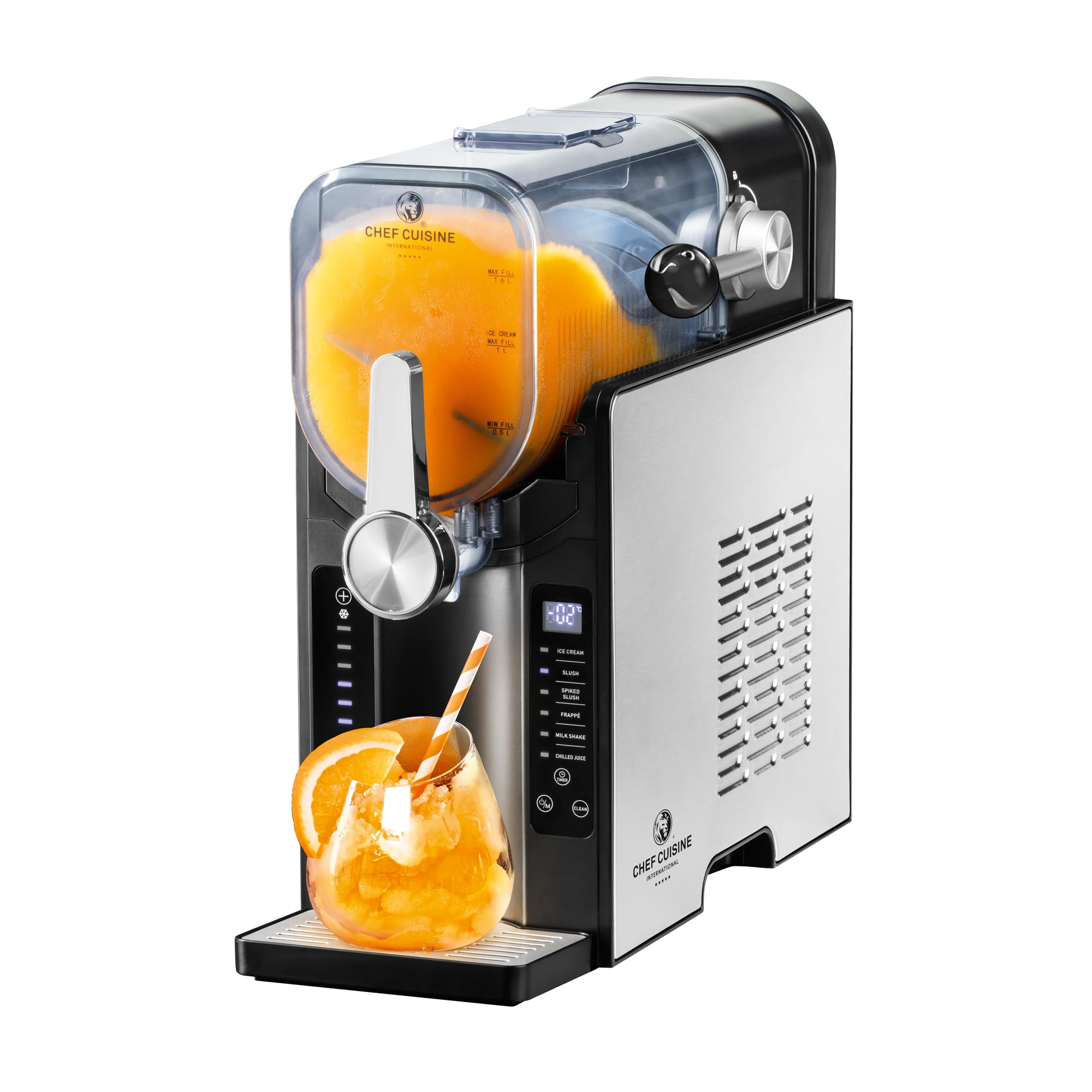 Slush Eis Maschine mit Kompressor, 1,6 Liter, 6 Programme, Touch-Display, Timer, BPA-frei, Automatische Reinigung