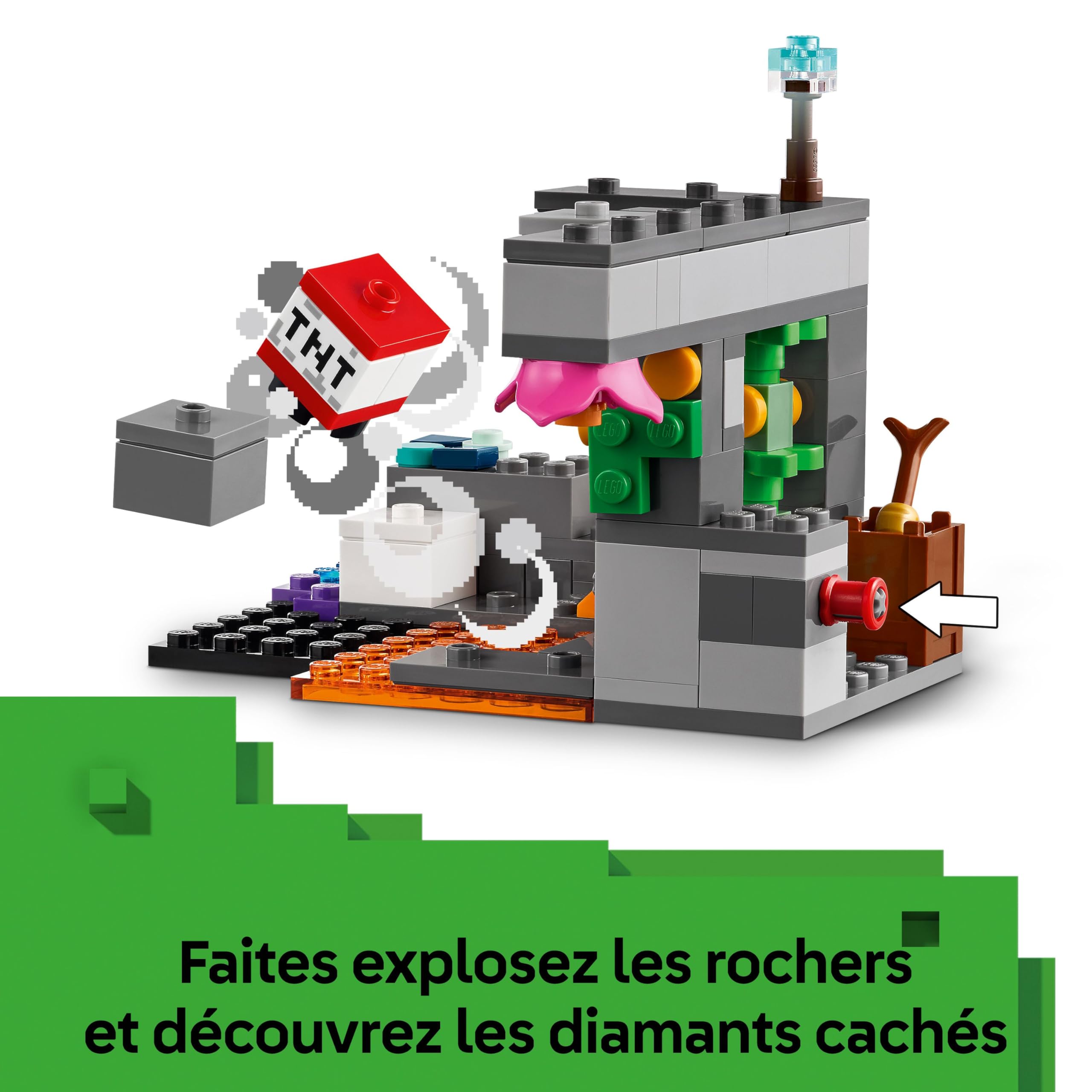 LEGO Minecraft La Rencontre avec Le Warden - Jouet Interactif avec Minifigurine, Figurine de Mob & Fonction TNT Chute de Rocher - Cadeau Collector pour Gamer, Garçon ou Fille dès 7 Ans 21274