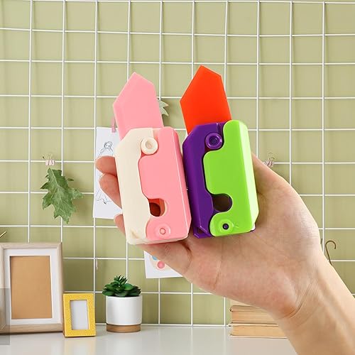 Miniatura 6 de JULBEAR 4 piezas de juguetes para ansiedad con impresión 3D, cuchillo fluorescente de nabo zanahoria, juguete sensorial para adultos, juguete para