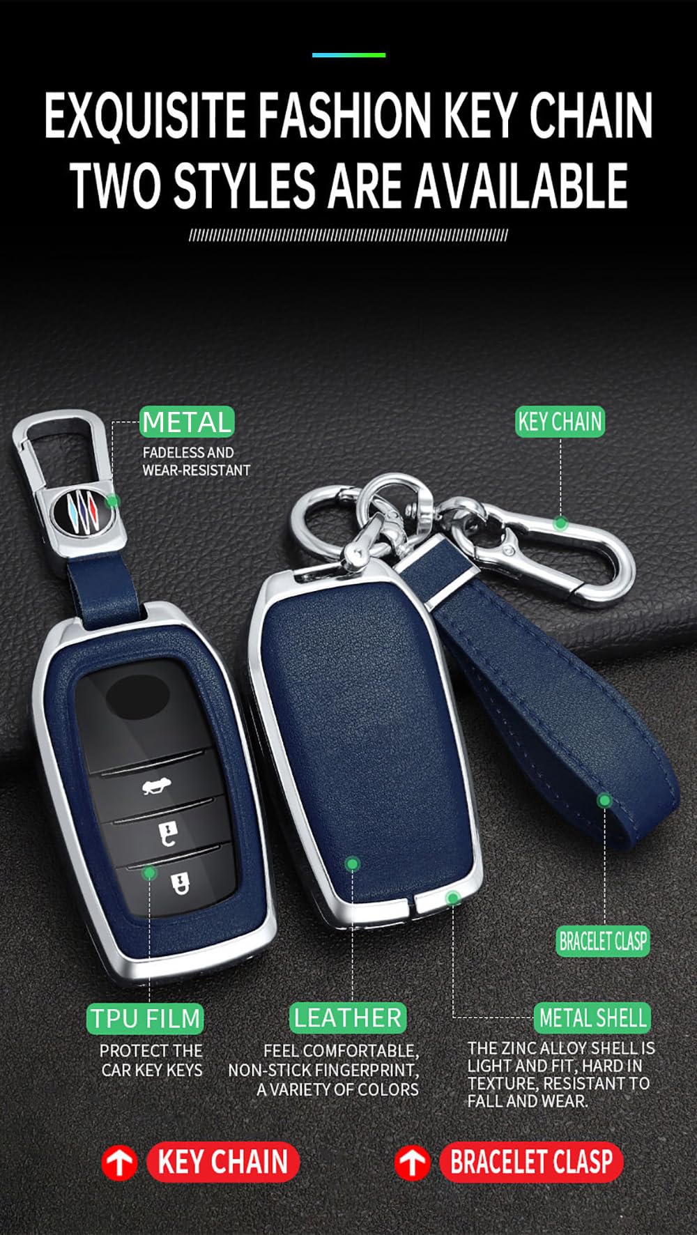 Leather Alloy Car Key Case Cover Shell For Toyota Land Cruiser Prado - View #7