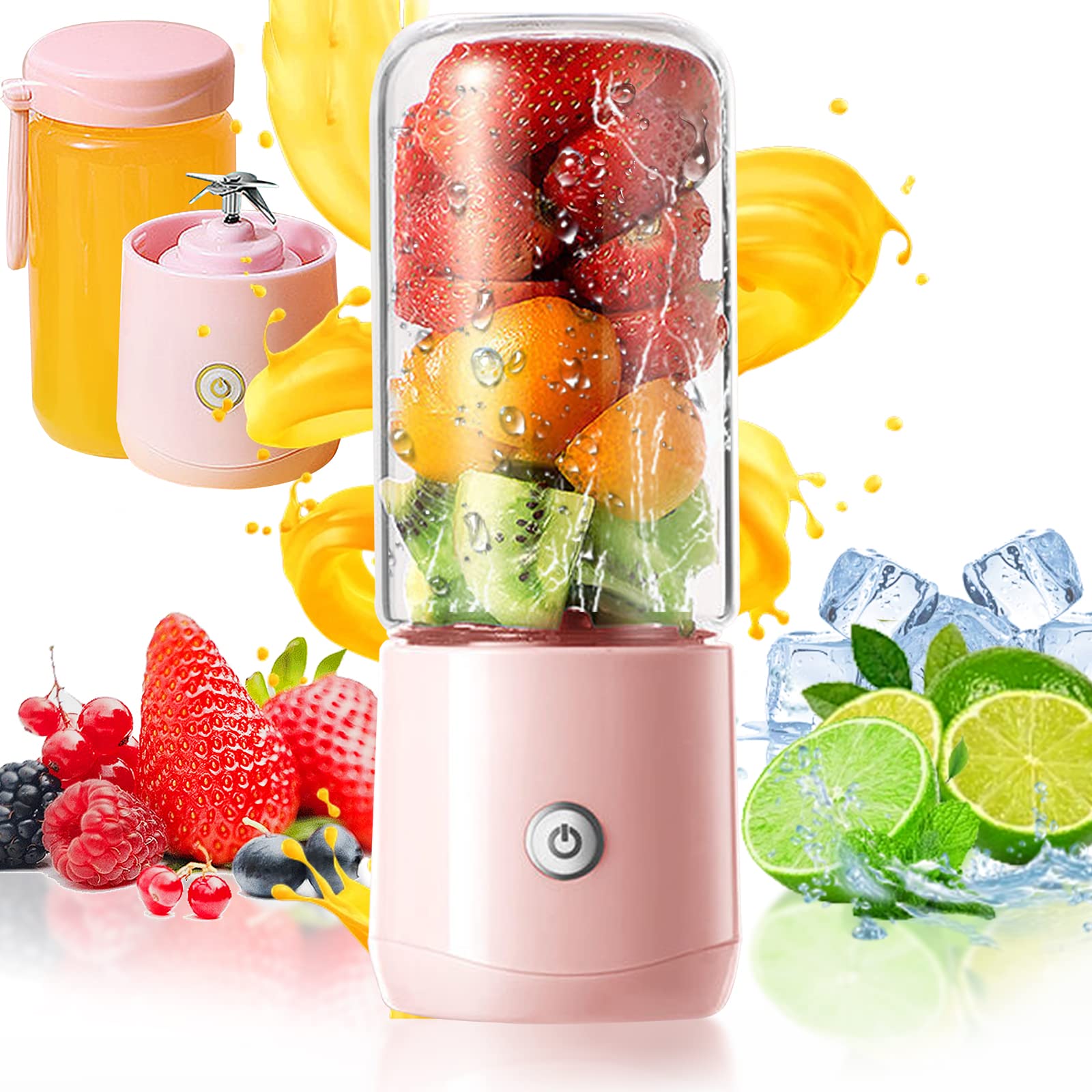 Sports Water Bottle with Portable Blender for Juice and Smoothies Maker USB Travel Juice Cup Personal Travel Blender Baby ...
