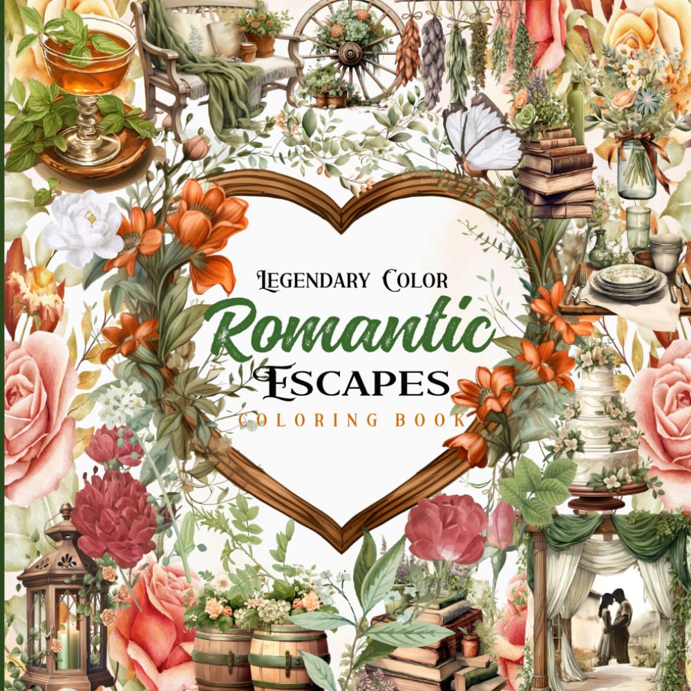 legendary color : romantic escapes coloring book: A Romantic Journey Adult Coloring Book for Relaxation & Adventure