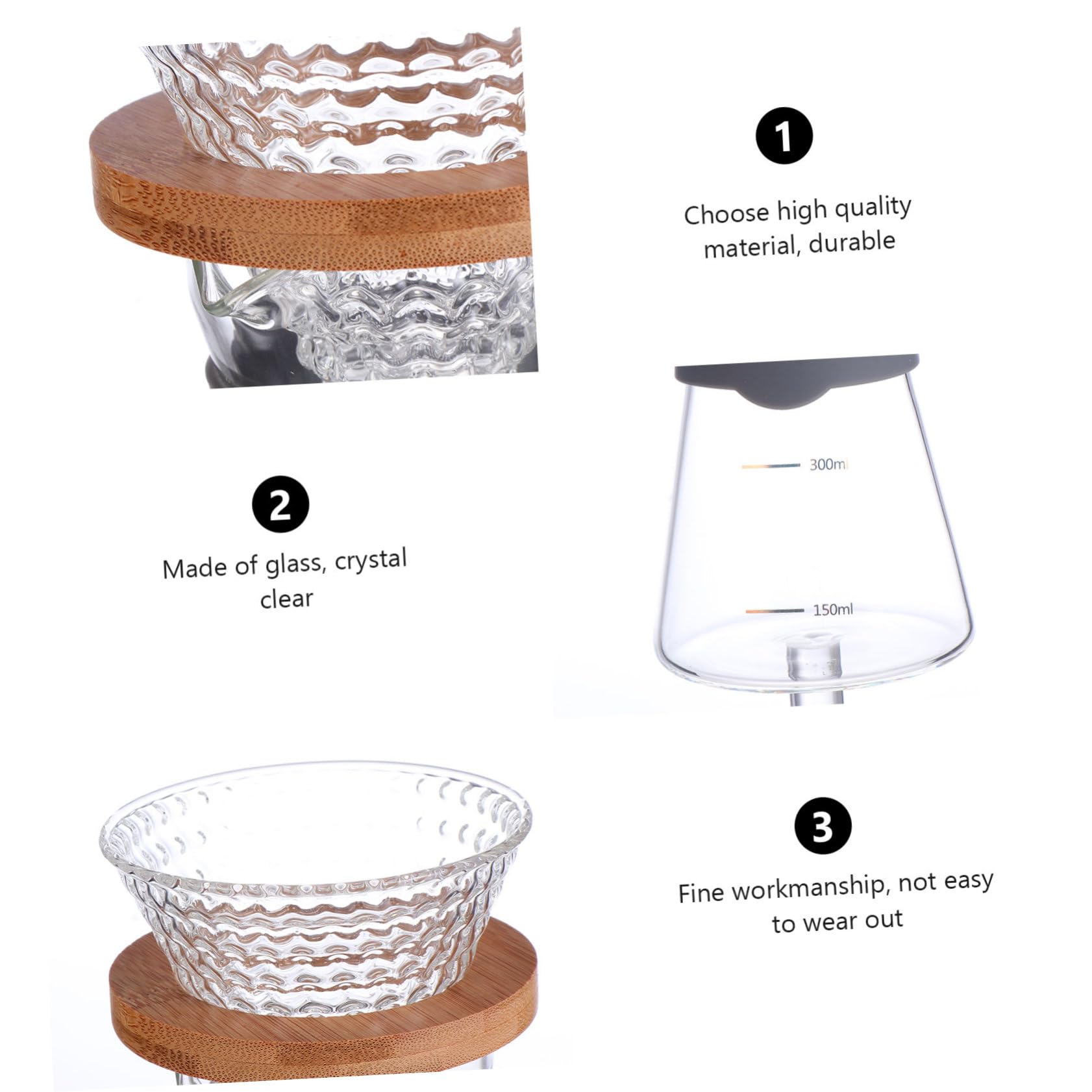 SHOWERORO 2piezas Cafeteras De Vidrio Filtro Para Cafetera De Vidrio Para Preparar y Disfrutar Del Café Casa Oficina