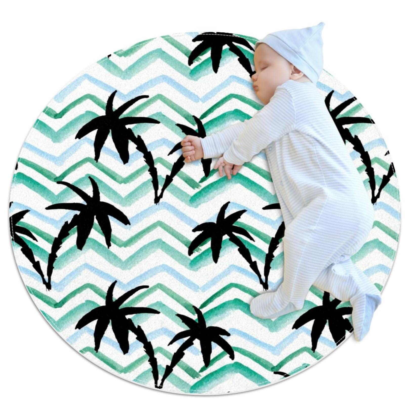 Tapis chambre à coucher rond JDEZ antidérapant et doux au toucher
