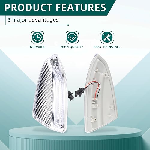 Miniatura 3 de AUTOKAY Espejo de puerta LED luz de señal de giro, protector de espejo lateral para Mercedes W204 C250 C300 C350, 2 unids