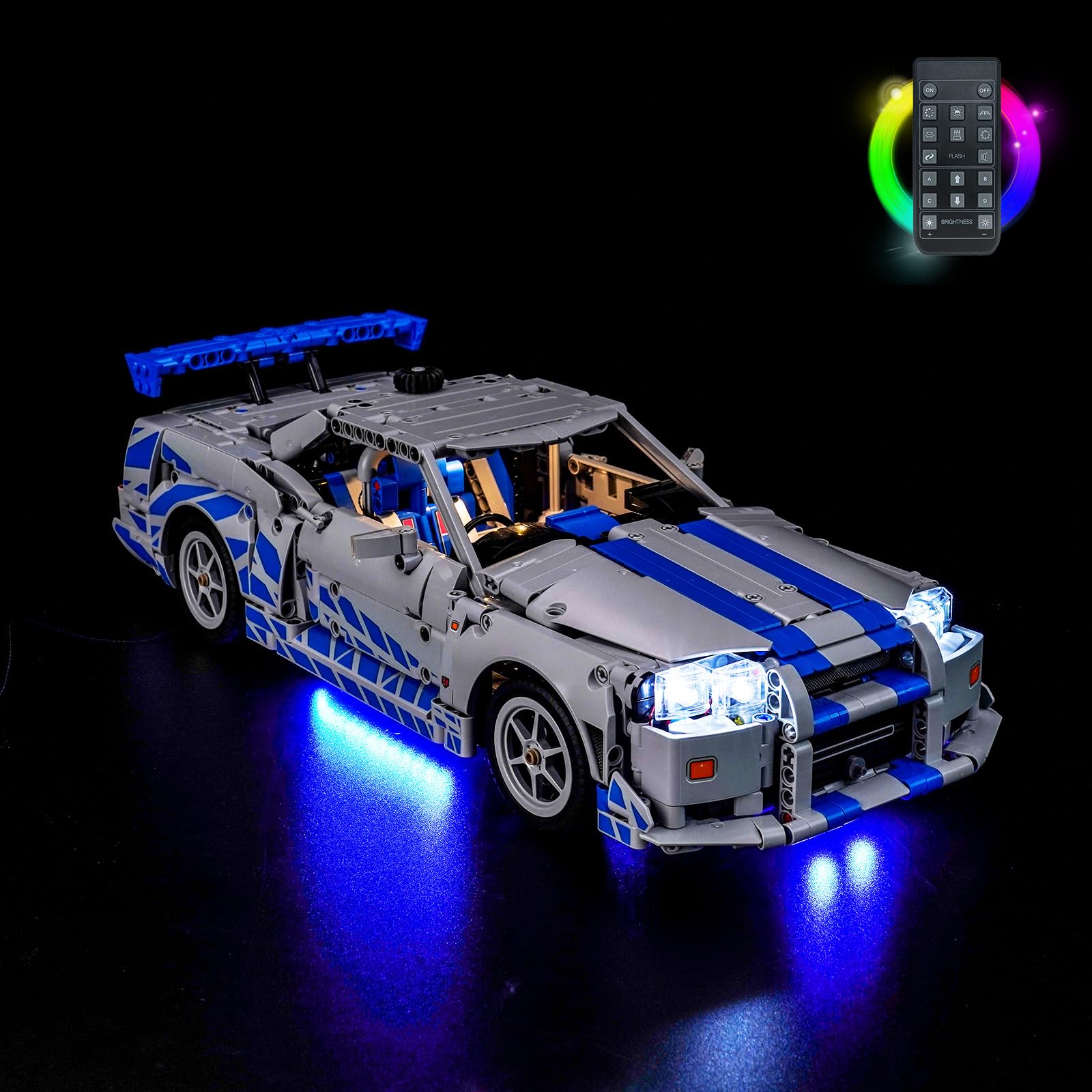 Kit di illuminazione telecomando compatibile con Lego 42210 2 Fast 2 Furious Nissan Skyline GT-R (R34) Car (non modello), kit di illuminazione LED compatibile con Lego 2 Fast 2 Furious Nissan Skyline