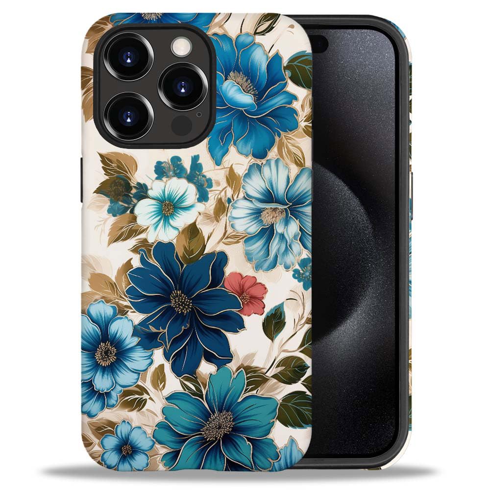 CARLOCA Compatible with iPhone 14 Pro Max Case,Blue Flower Soft TPU + Hard PC 2 in 1,Anti-Scratch Soft TPU Shockproof Unique Protective Cover Pattern
