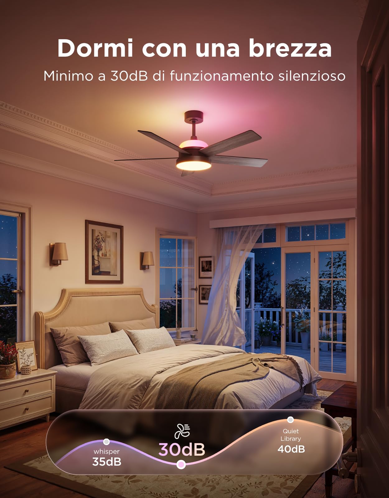 Govee Ventilatore da Soffitto con Luce, RGBIC Smart Ø132cm Lampadario con Ventilatore da Soffitto e Telecomando, 2800 lm, Motore DC reversibile, dimmerabile, per Camera da Letto e Soggiorno