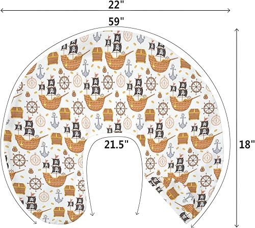 Miniatura 9 de Lindas fundas de almohada de lactancia con mapa del tesoro pirata para niños y niñas, piratas, timón, ancla brújula, almohada de lactancia para