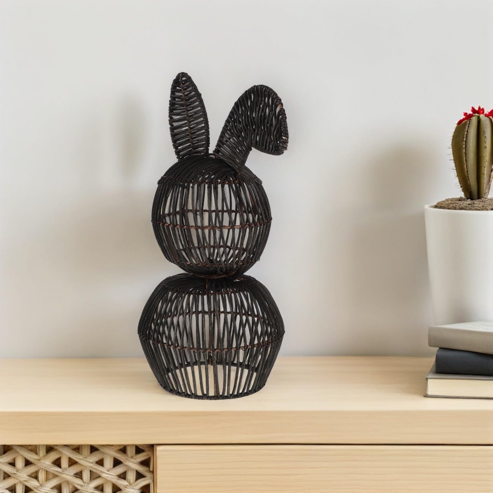 Coniglietto Intrecciato Leggero Decorazione Pasquale in Rattan Marrone e Facile da Assemblare Decorazioni Primaverili Artigianali per Tavolo e Camera da Letto